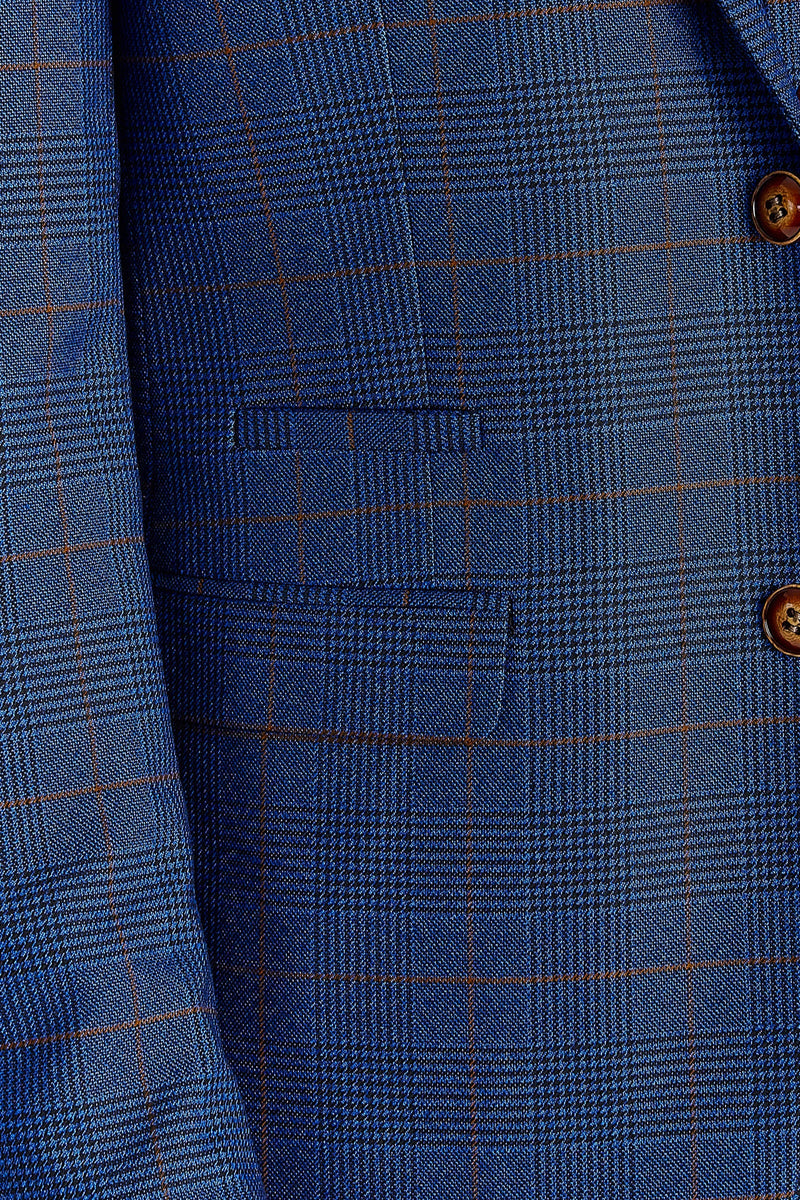 Alex - Navy Burgundy Check Blazer
