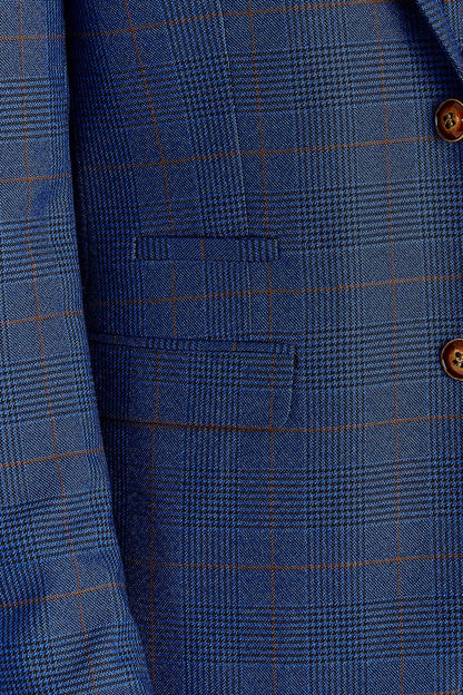 Alex - Navy Burgundy Check Blazer