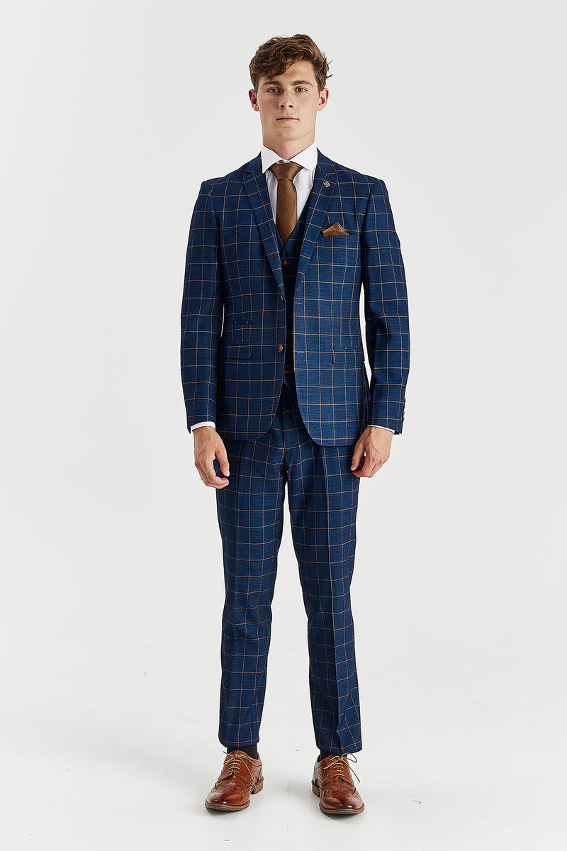 Hamleys Men's Navy Check Three Piece Suit