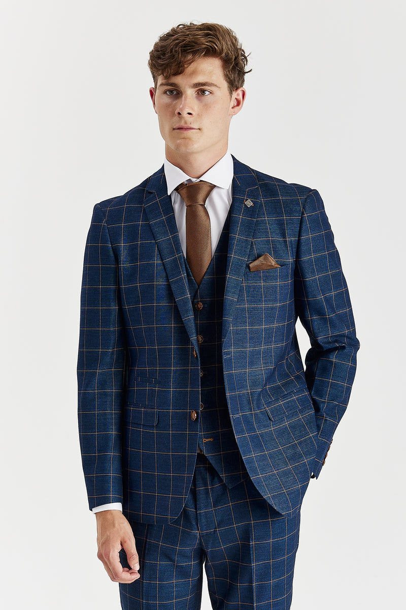 Hamleys Men's Navy Check Three Piece Suit