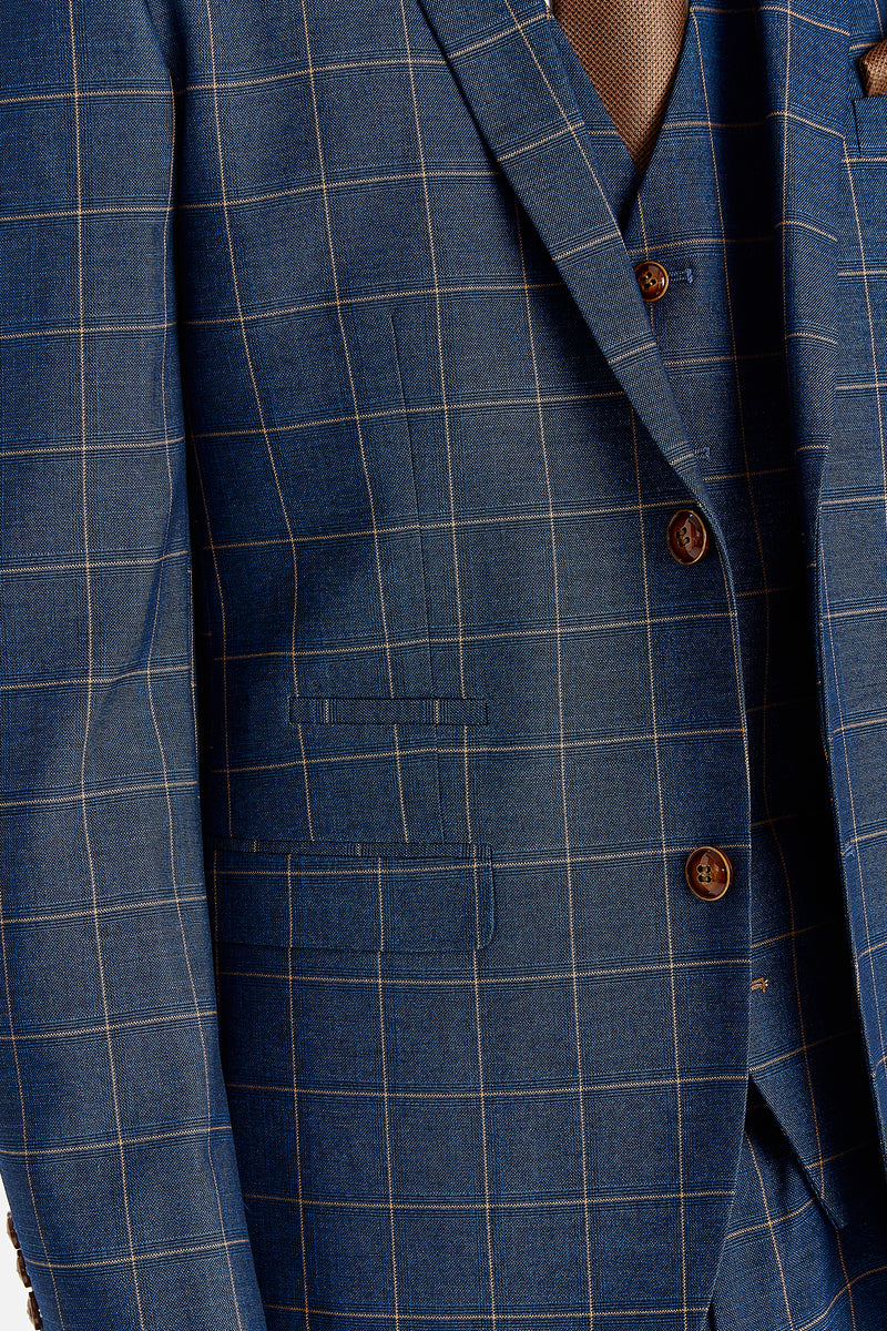 Hamleys Men's Navy Check Three Piece Suit