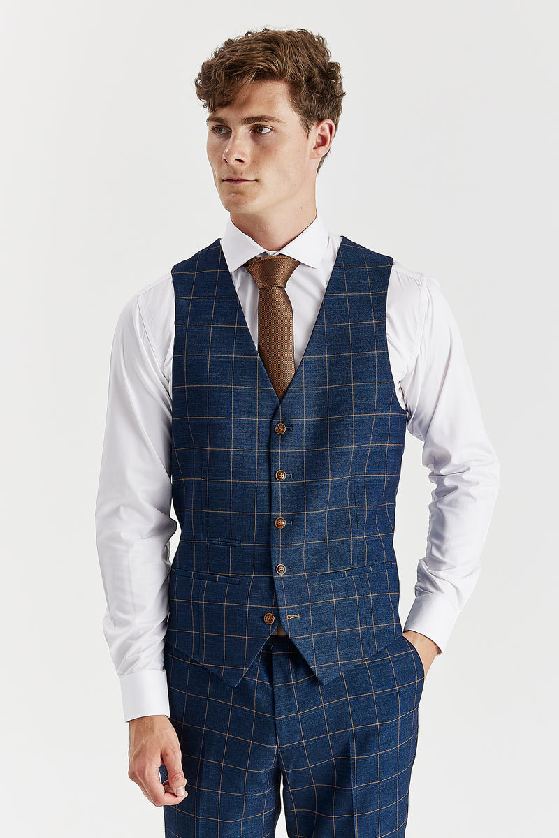 Hamleys Men's Navy Check Three Piece Suit