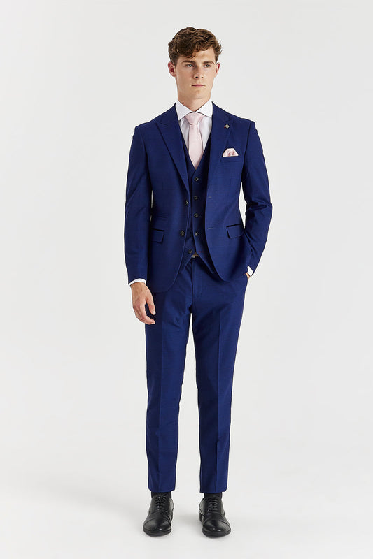 Mark Blue Check Three Piece Suit