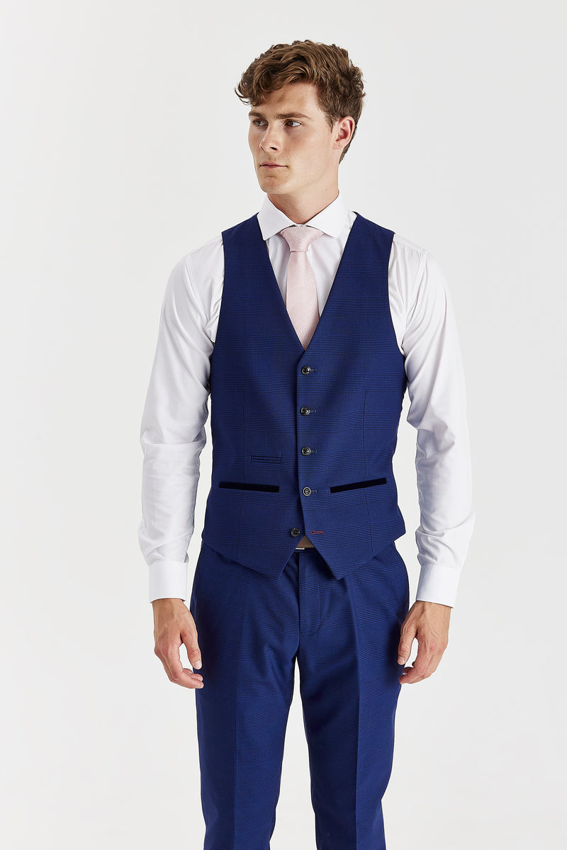 Mark - Men's Blue Check Waistcoat