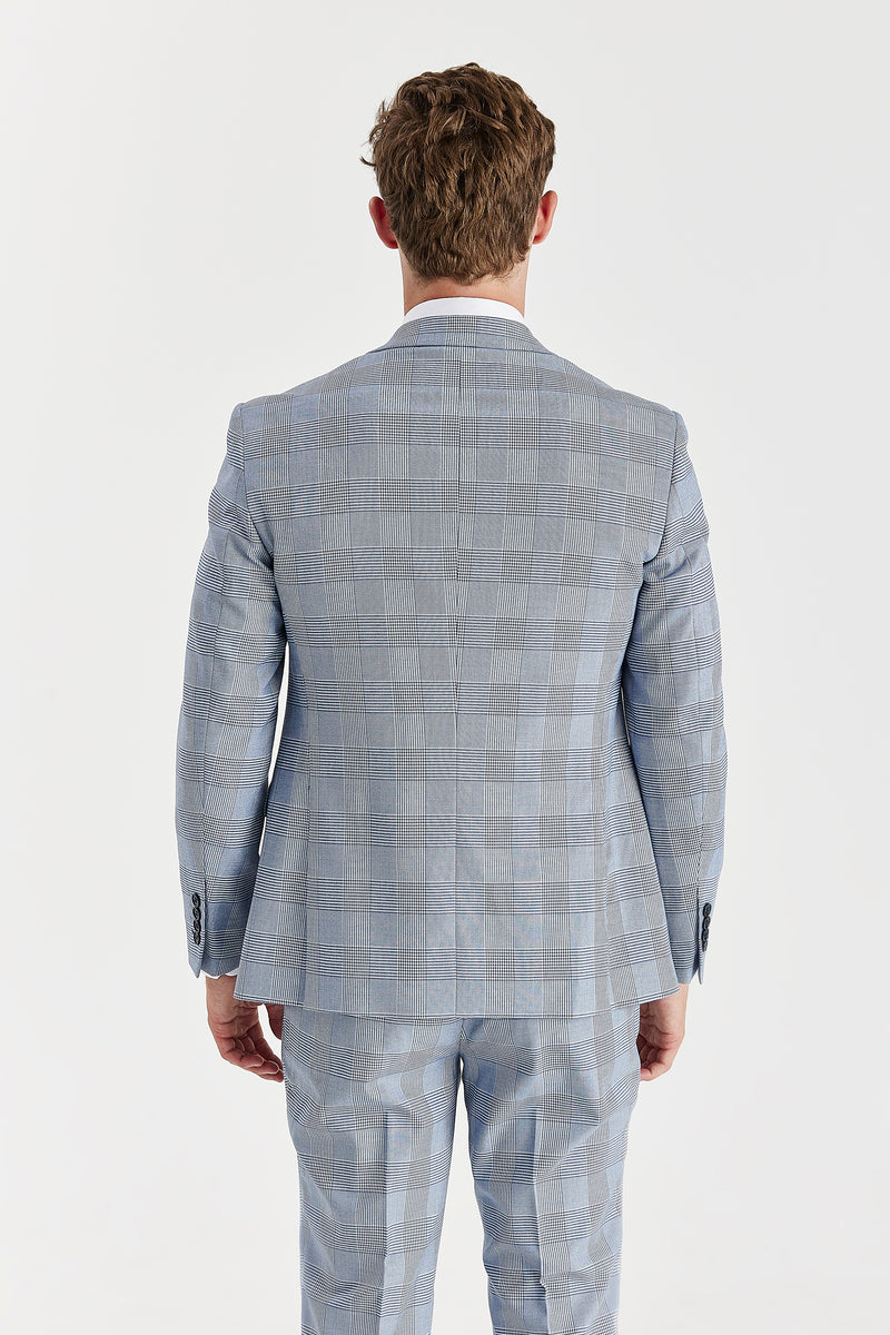 Mark Sky Blue Check Three Piece Suit