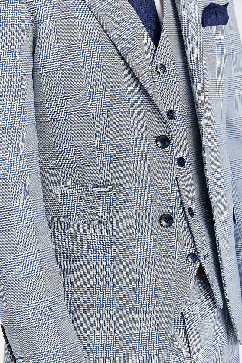 Mark Sky Blue Check Three Piece Suit