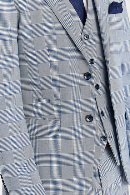 Mark Sky Blue Check Three Piece Suit