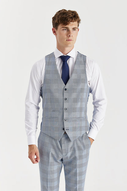 Mark Sky Blue Check Three Piece Suit