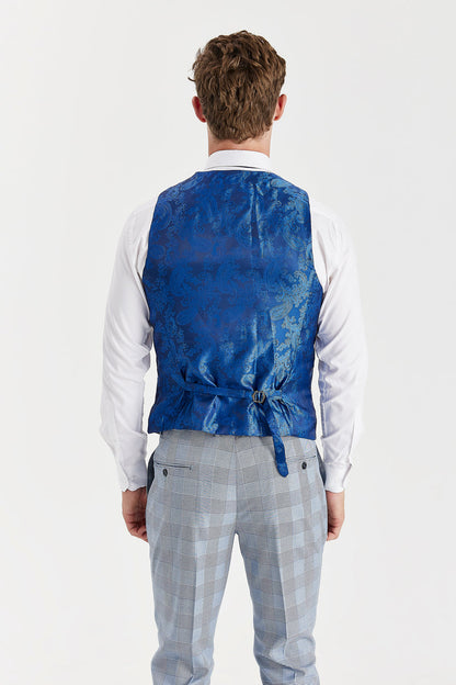 Mark - Sky Blue Check Waistcoat