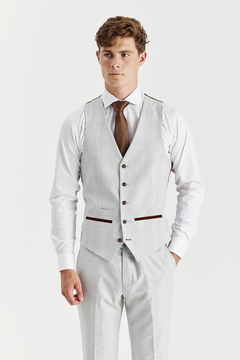 Mark - Men's Stone Check Waistcoat