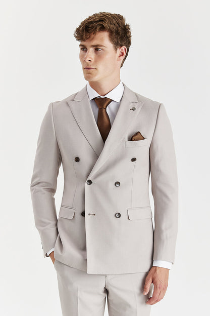 Mayfair - Stone Double-breasted Blazer