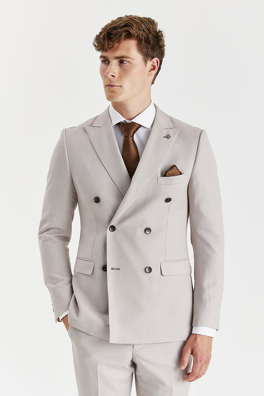Mayfair - Stone Double-breasted Blazer