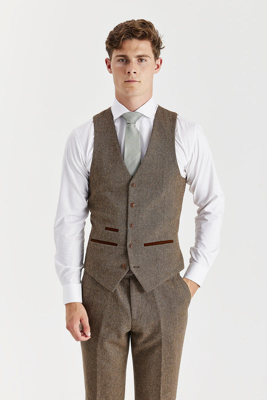 Oscar - Men's Brown Tweed Waistcoat