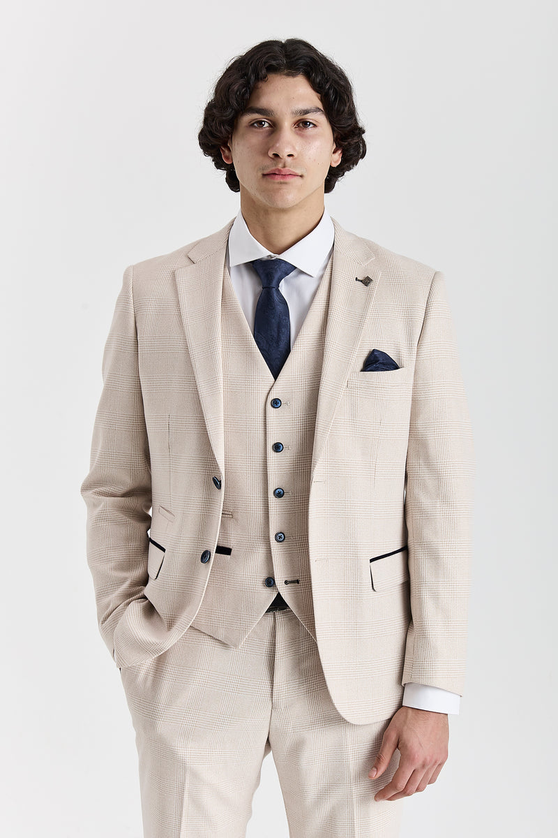 Regent Cream Check Three Piece Suit