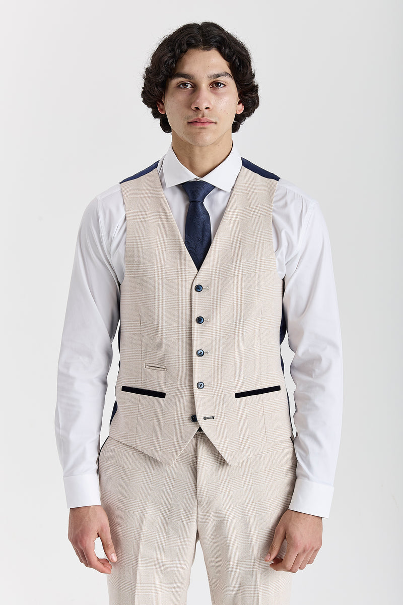 Regent Cream Check Three Piece Suit
