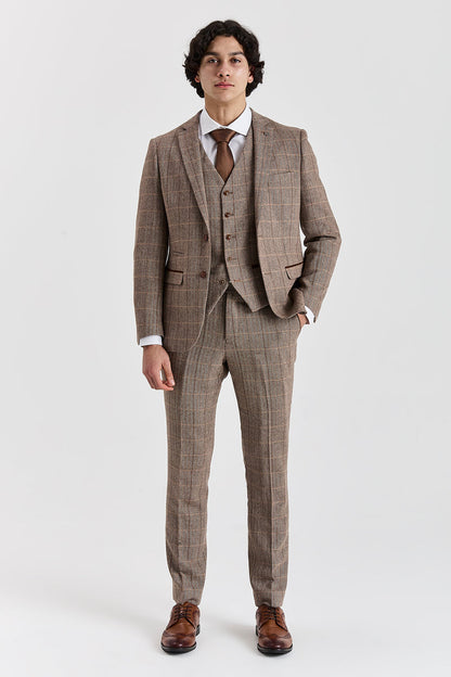 Harris Brown Herringbone Tweed Check Three Piece Suit