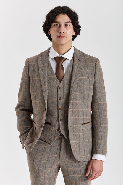 Harris Brown Herringbone Tweed Check Three Piece Suit