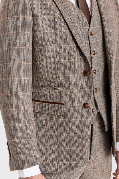 Harris Brown Herringbone Tweed Check Three Piece Suit