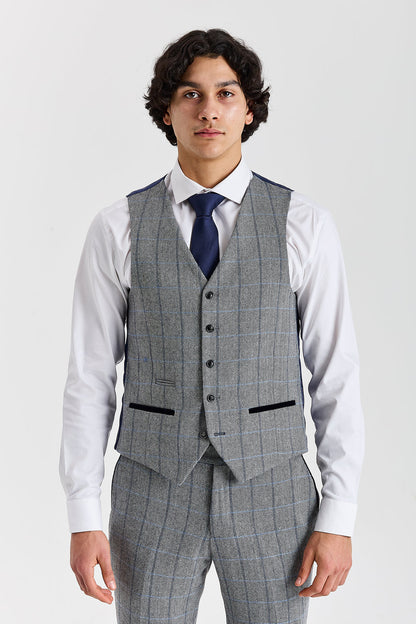 Harris Grey Herringbone Tweed Check Three Piece Suit