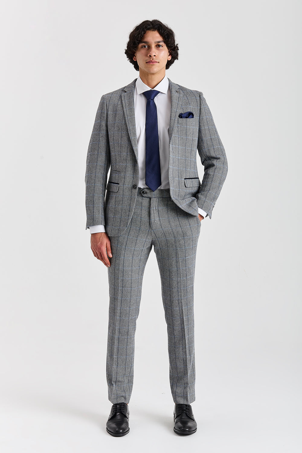 Harris Grey Herringbone Tweed Check Two Piece Suit