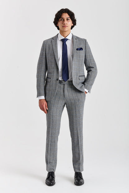 Harris Grey Herringbone Tweed Check Two Piece Suit