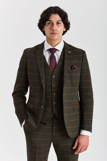 Harris Green Herringbone Tweed Check Three Piece Suit