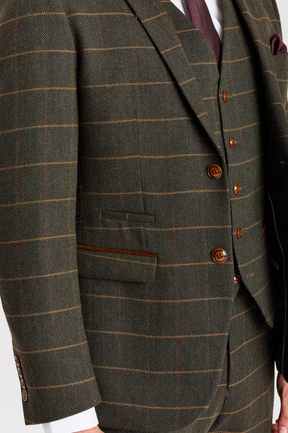 Harris Green Herringbone Tweed Check Three Piece Suit