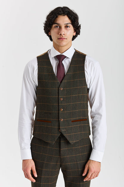 Harris Green Herringbone Tweed Check Three Piece Suit