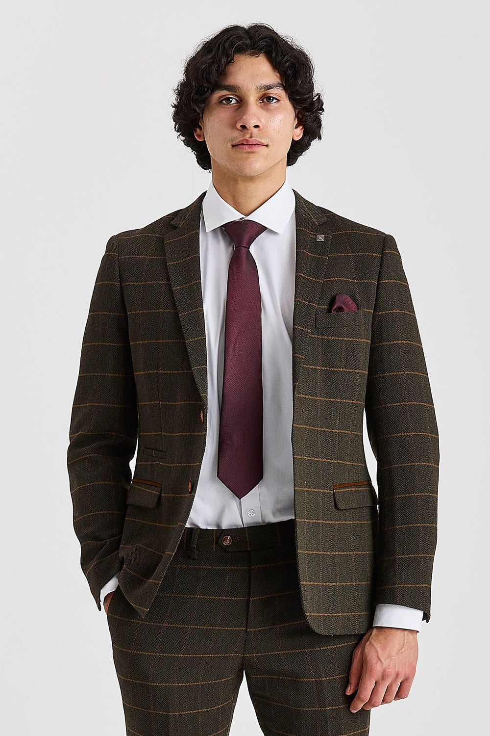 Harris Green Herringbone Tweed Check Two Piece Suit