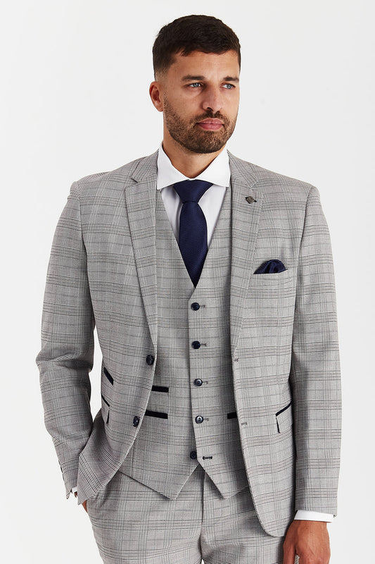 Hugo Grey Check Three Piece Suit