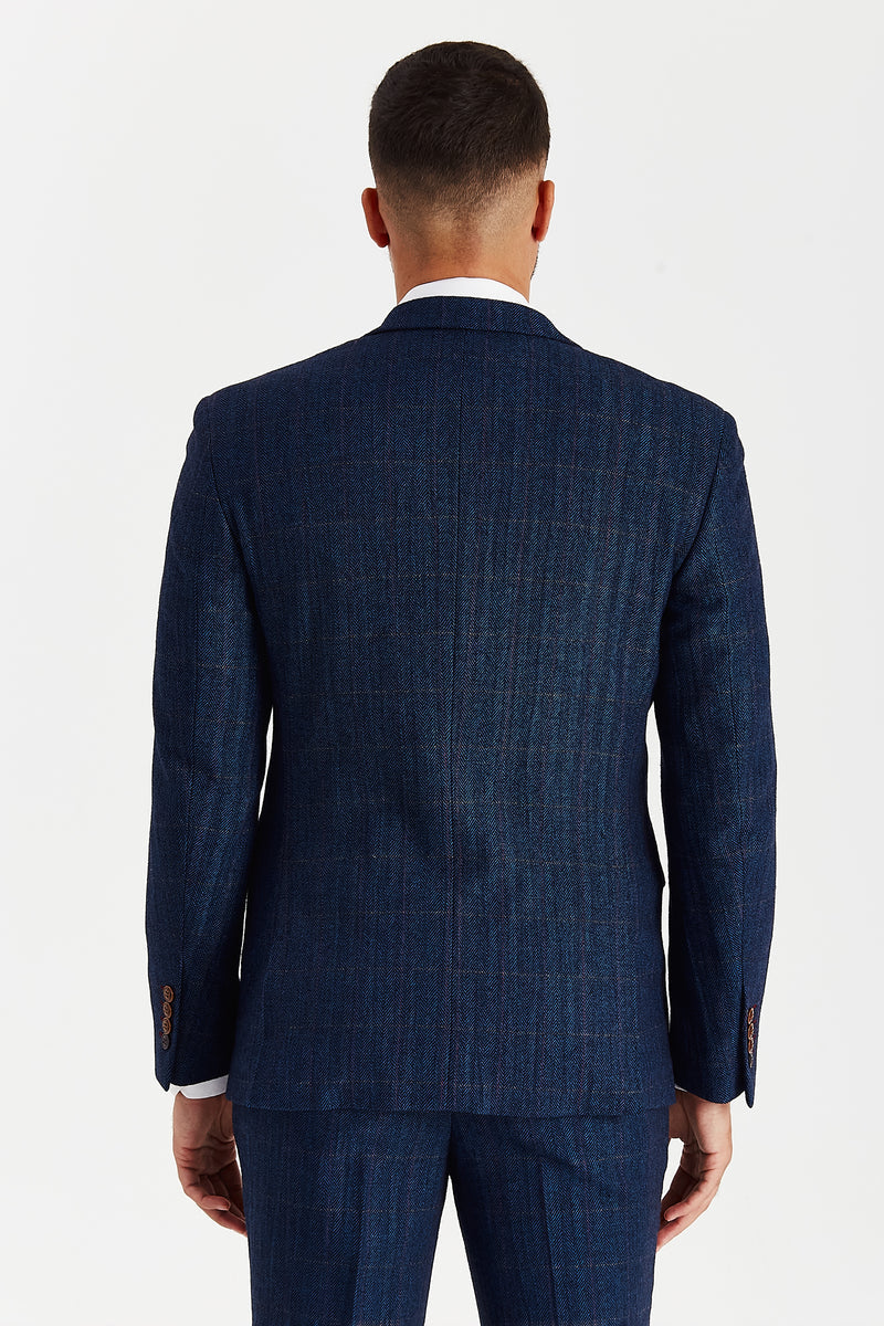 Scott - Men's Navy Tweed Check Blazer