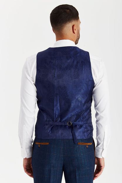 Scott Navy Tweed Check Three Piece Suit