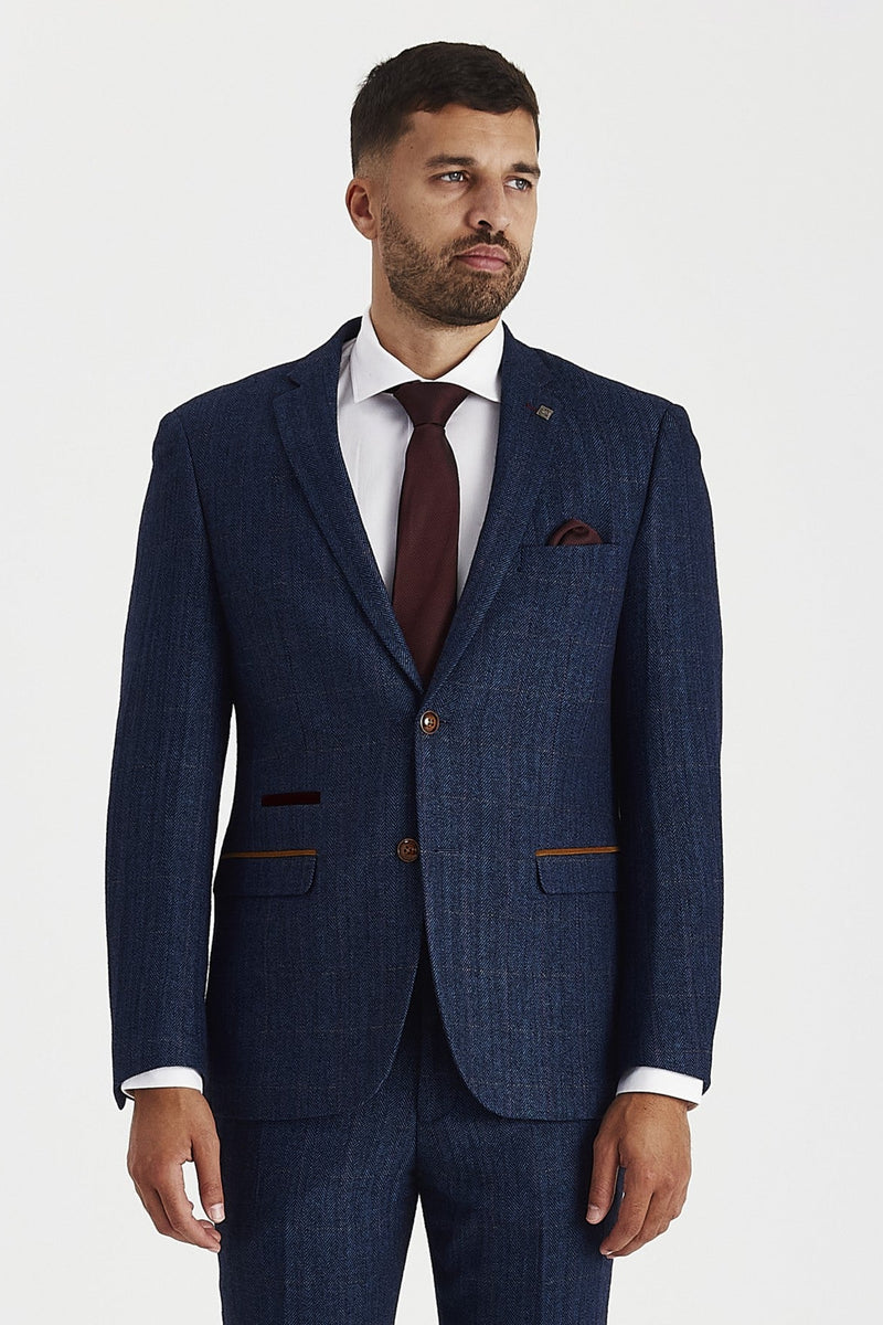 Scott - Men's Navy Tweed Check Blazer