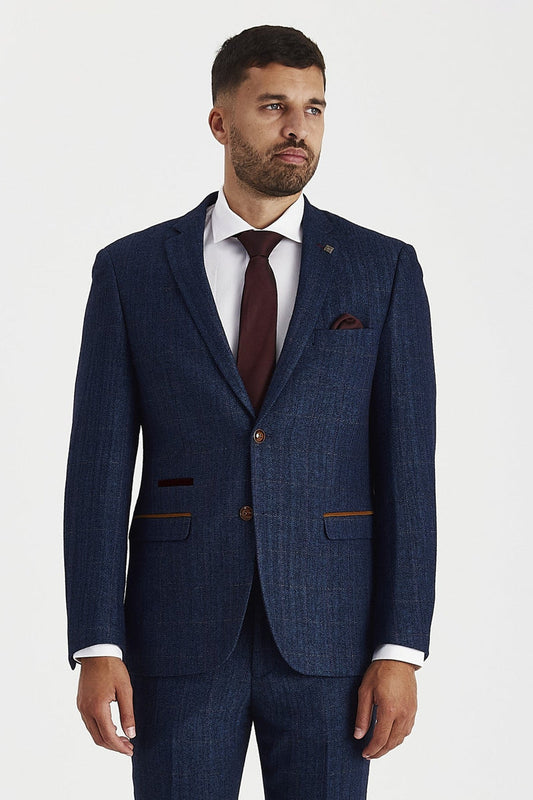 Scott - Men's Navy Tweed Check Blazer