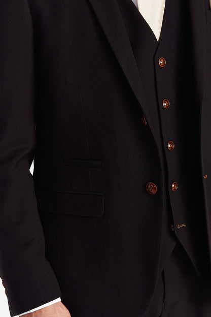 Mayfair Black Textured Three Piece Suit
