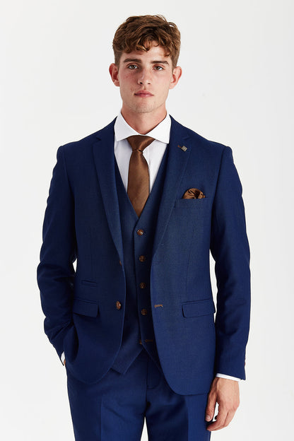 Mayfair Blue Textured Three Piece Suit