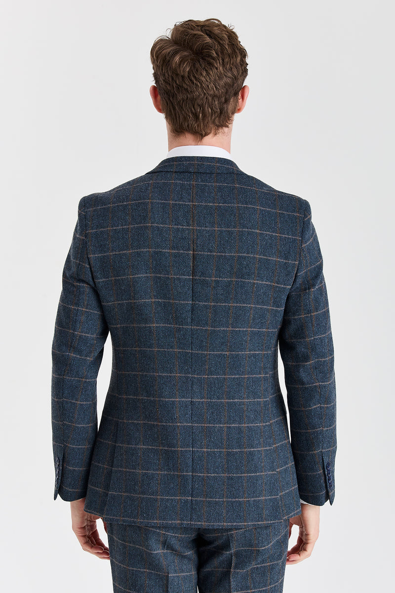 Harris Grey Herringbone Tweed Check Three Piece Suit
