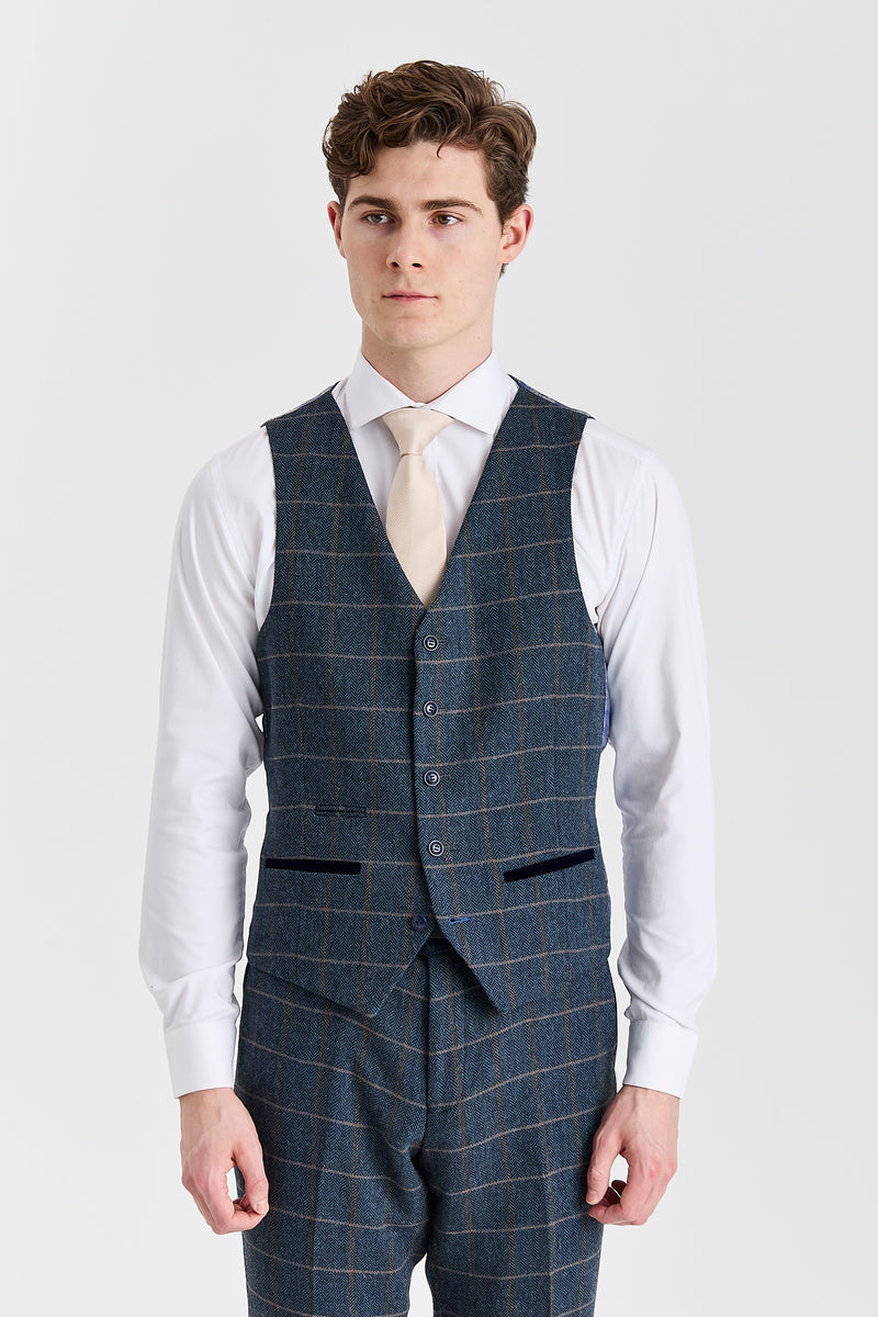 Harris Grey Herringbone Tweed Check Three Piece Suit