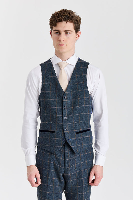 Harris Grey Herringbone Tweed Check Three Piece Suit