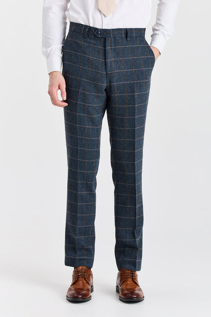Harris Navy Herringbone Tweed Check Two Piece Suit