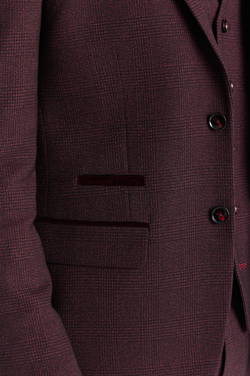 Regent Wine Check Three Piece Suit