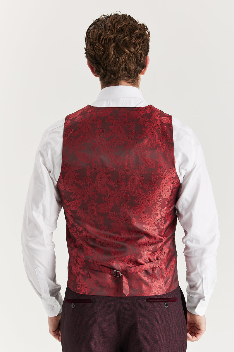 Regent - Men's Wine Check Waistcoat