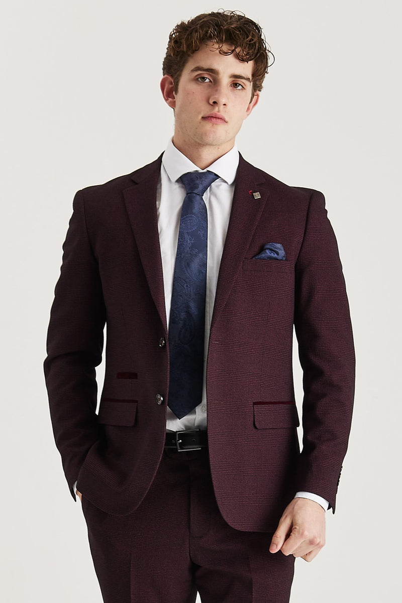Regent - Men's Wine Check Blazer