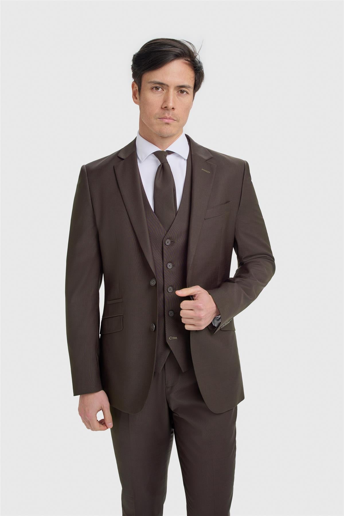 Bond Wool Rich Auburn Three Piece Suit