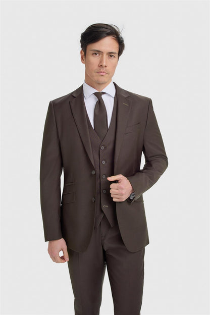 Bond Wool Rich Auburn Three Piece Suit