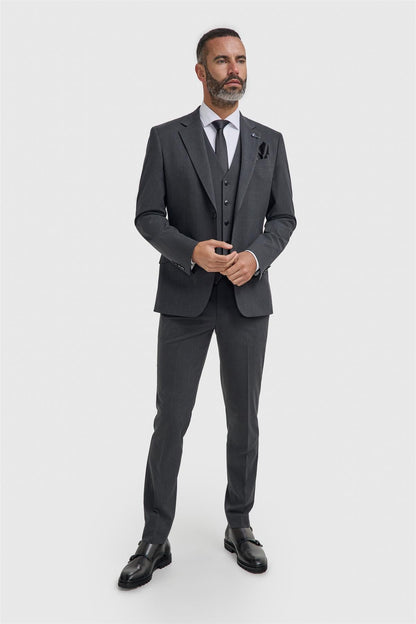 Malibu Charcoal Three Piece Suit