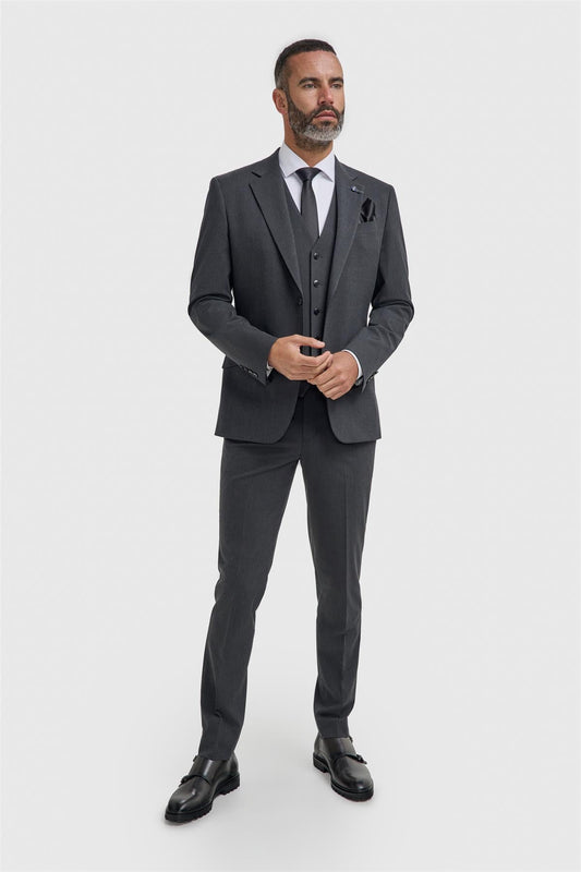 Malibu Charcoal Three Piece Suit