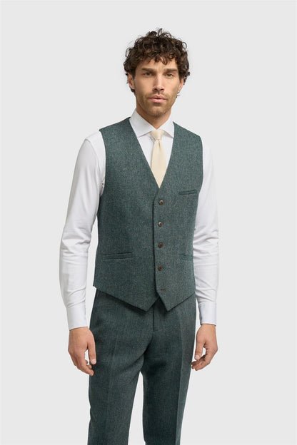 Thomas Lush Olive Tweed Waistcoat