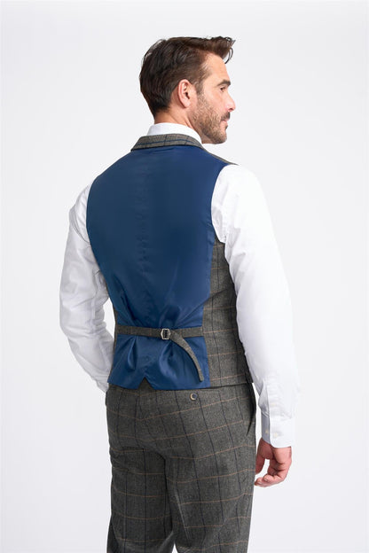Grey Tweed Check Waistcoat