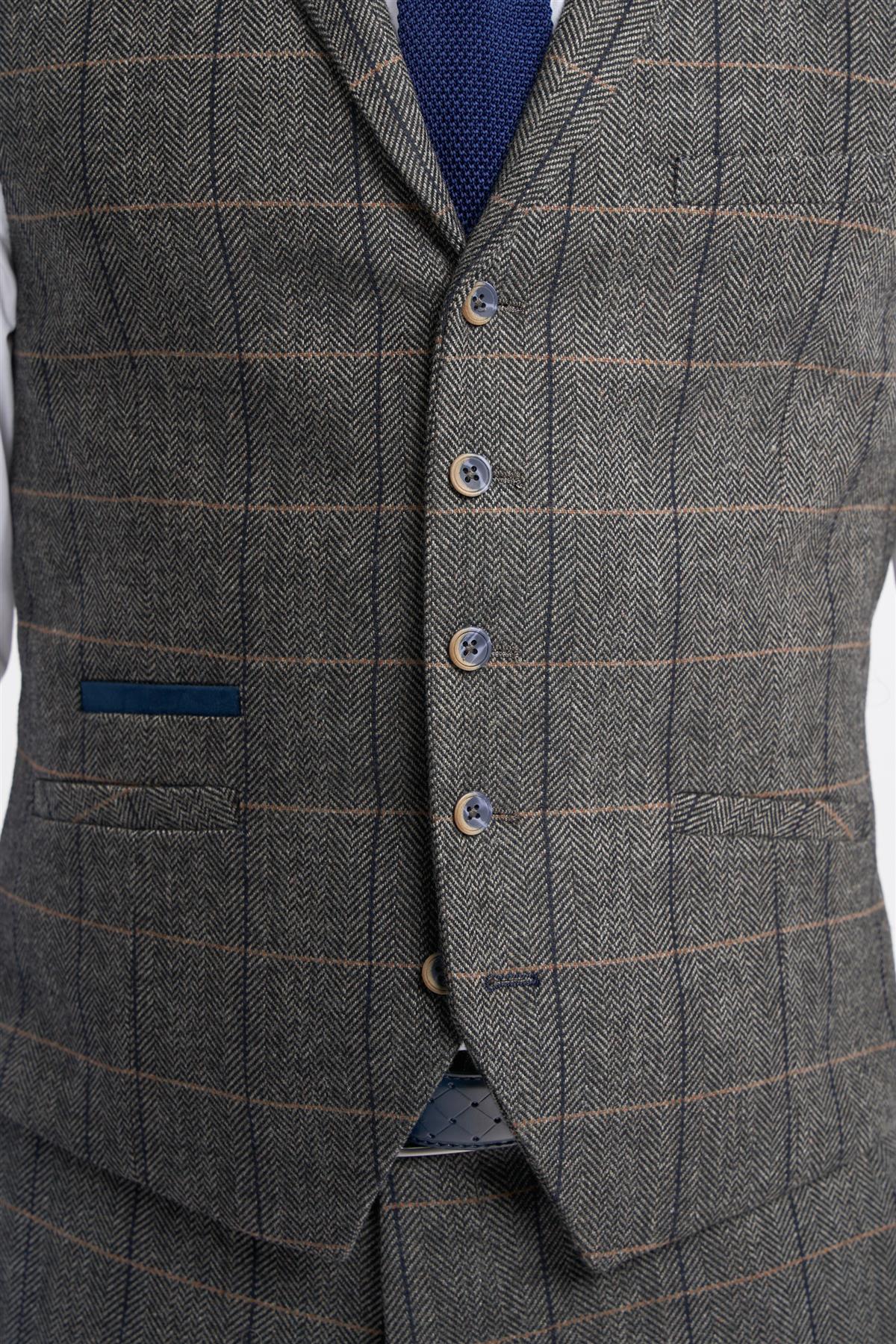 Grey Tweed Check Waistcoat